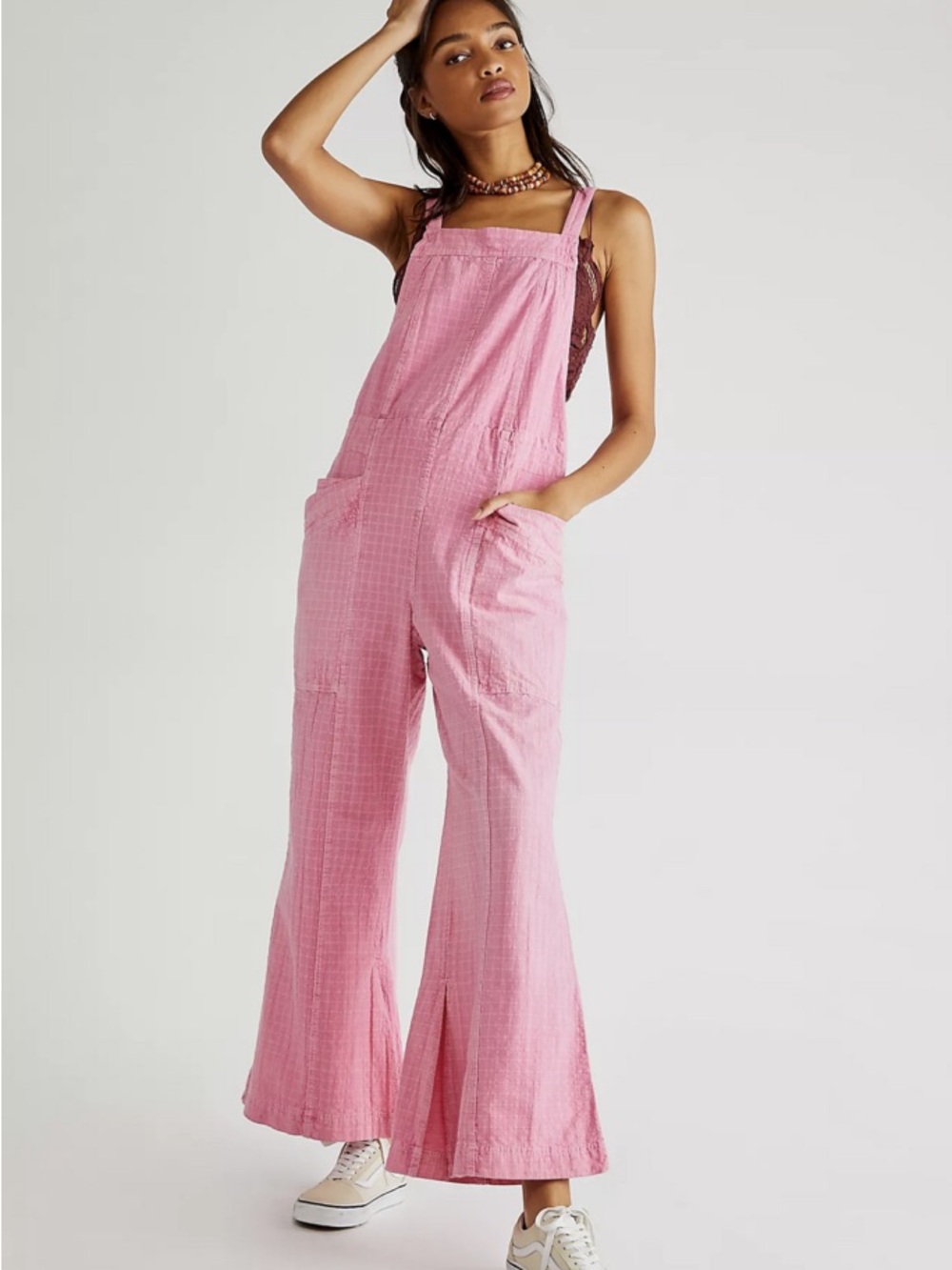 Free People Pink Wide-Leg Linen Jumpsuit - Picture 3 of 4